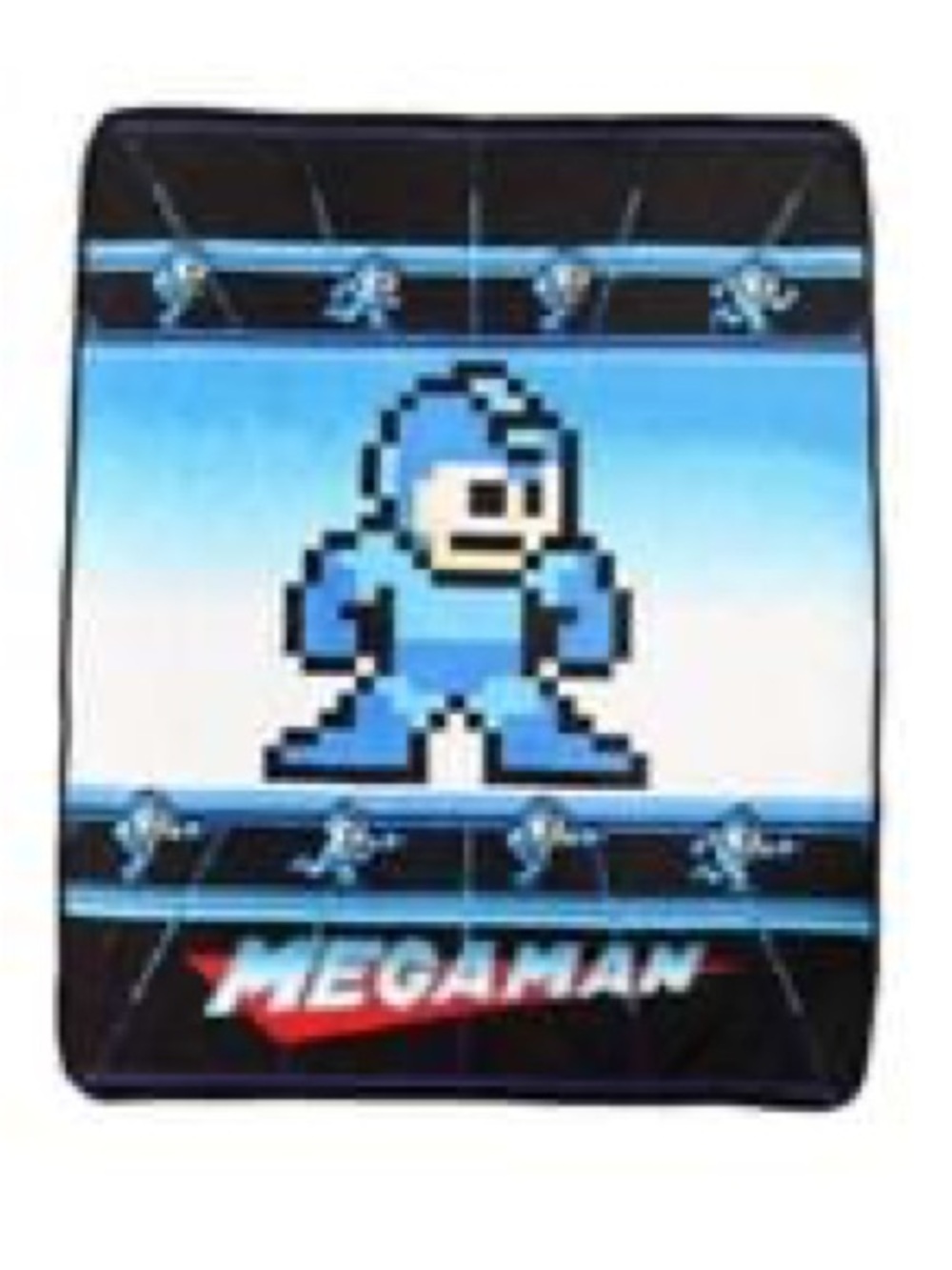 Mega Man Pixel Art Plush Blanket - Blue Character Design